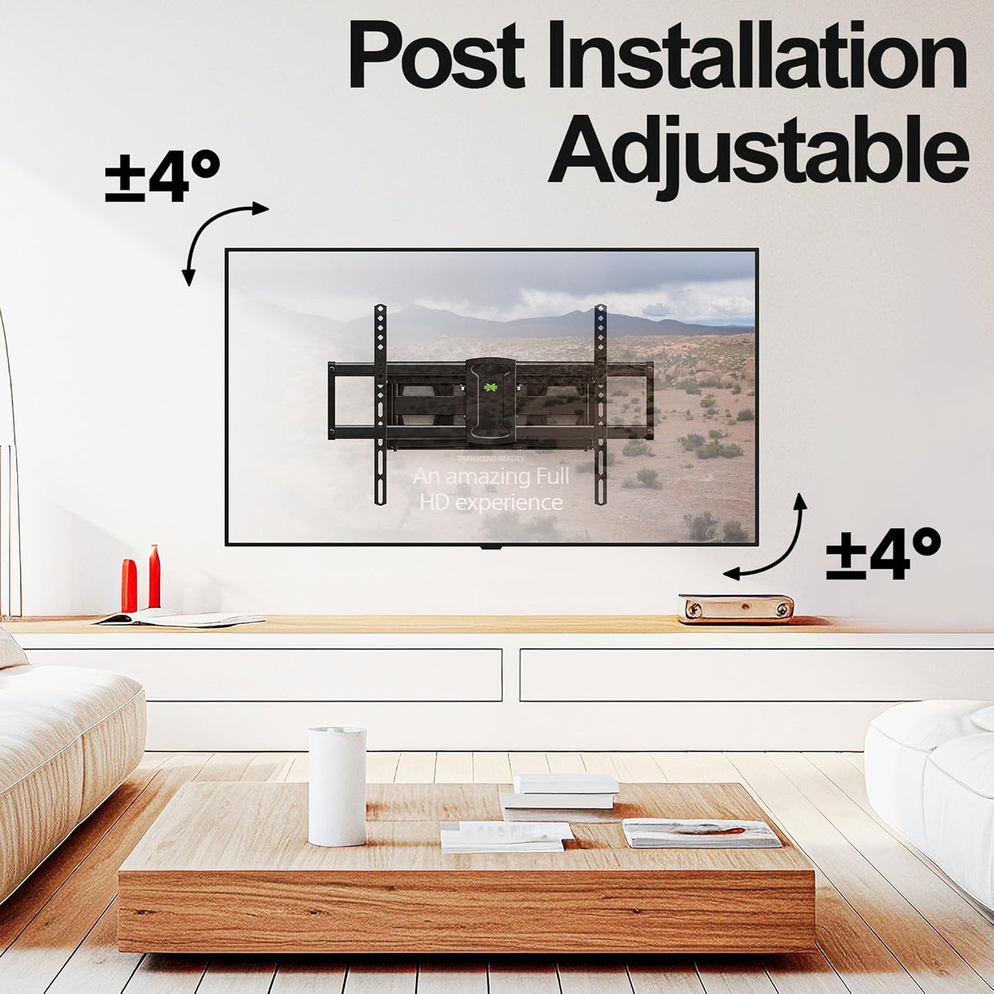 USX MOUNT Full Motion TV Wall Mount - Fits 42-84 Inch TVs, 120lbs Capacity, VESA 600x400mm, Dual Articulating Arms