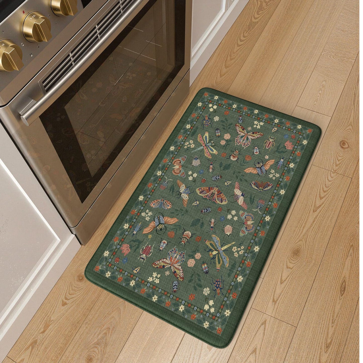 LEEVAN Anti Fatigue Mats for Kitchen Floor Non-Slip, Cushioned Kitchen Mats for Floor 20''x31'', Green Memory Foam Kitchen Mat Set, Waterproof Ergonomic Green Ding Mat for Bar, Office,Desk, Laundry