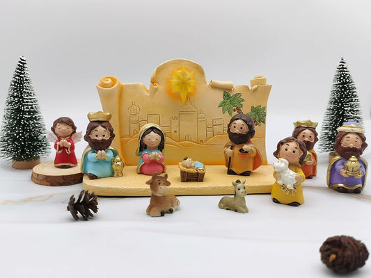 Miniature Holy Family Nativity Figurine - 2.56 Inch Tabletop Christmas Decoration