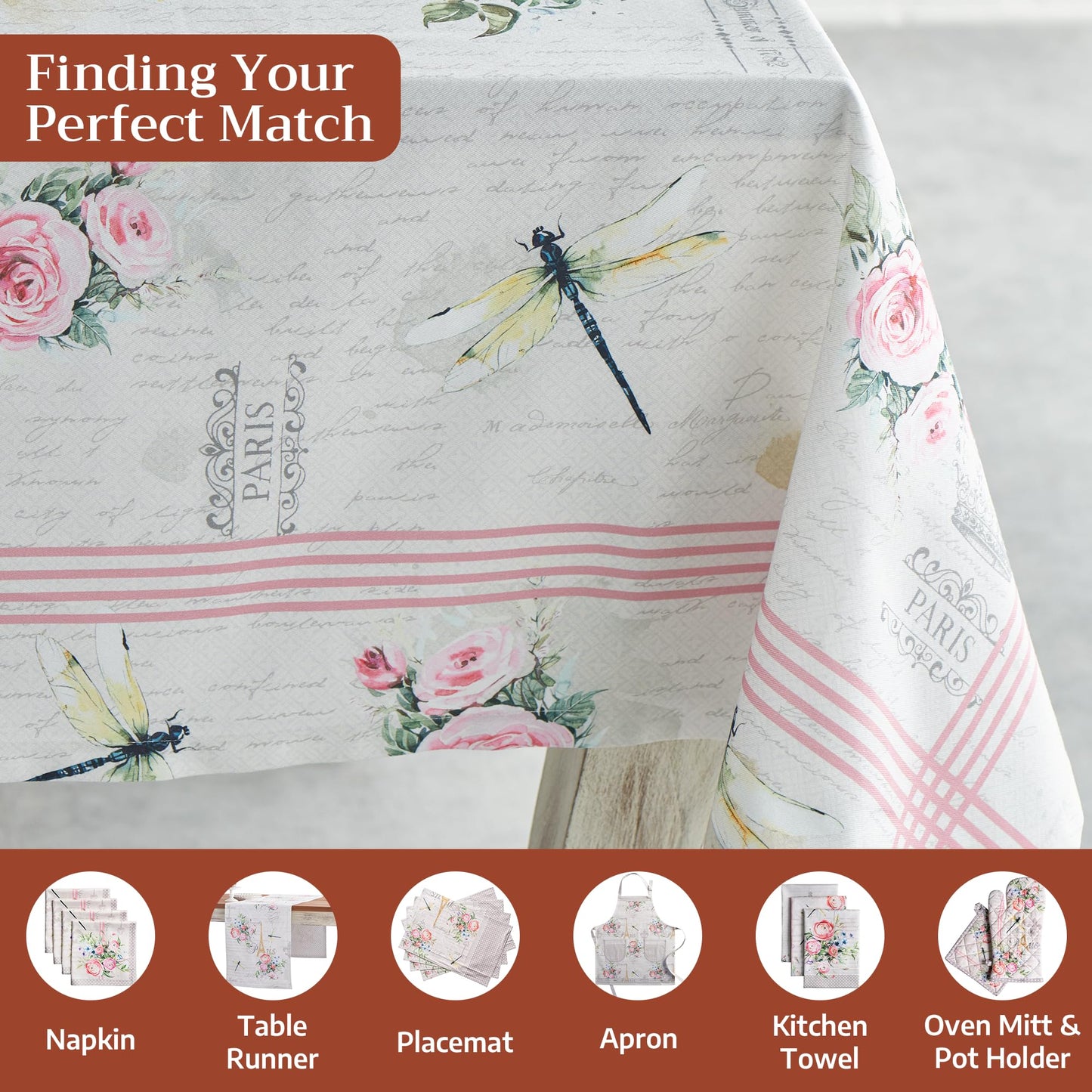 Maison d' Hermine Table Cloth Rectangle Table 100% Cotton 54 x 72 Inches Tablecloth Reusable Decorative for Dining Kitchen Room Farmhouse Home Gifts for Mothers Day Spring Summer - Champ De Mars