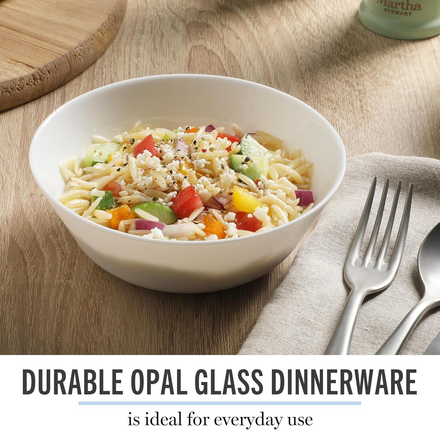 Martha Stewart Opalton 6-Piece Soup & Cereal Bowls - Lightweight, Chip-Resistant Opal Glass Set