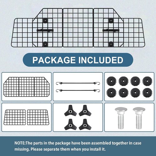 FEED GARDEN Dog Car Barrier - Adjustable Heavy-Duty Wire Mesh Pet Divider for SUVs & Trucks | Triple Folding (36.6"-60.6")