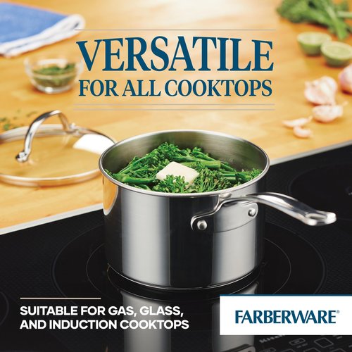 Farberware Millennium Stainless Steel Sauce Pan/Saucepan with Lid, 3 Quart, Silver