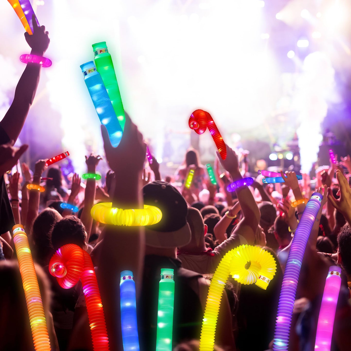 UrChoice Glow Sticks,8PCS LED Pop Tubes Party Favors,Glow Necklaces Bracelets, Light up Camping Toys ,Imaginative Play,Birthday Wedding Decorations,Tons of Ways to Play