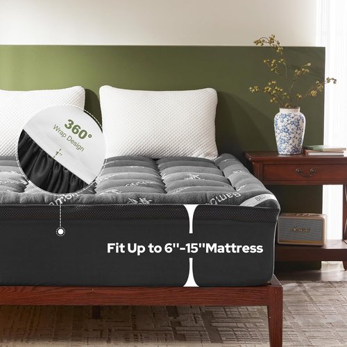 BEDLORE Memory Foam Mattress Topper - 4 Inch Dual Layer Design for Pressure Relief | Twin Size, Dark Gray
