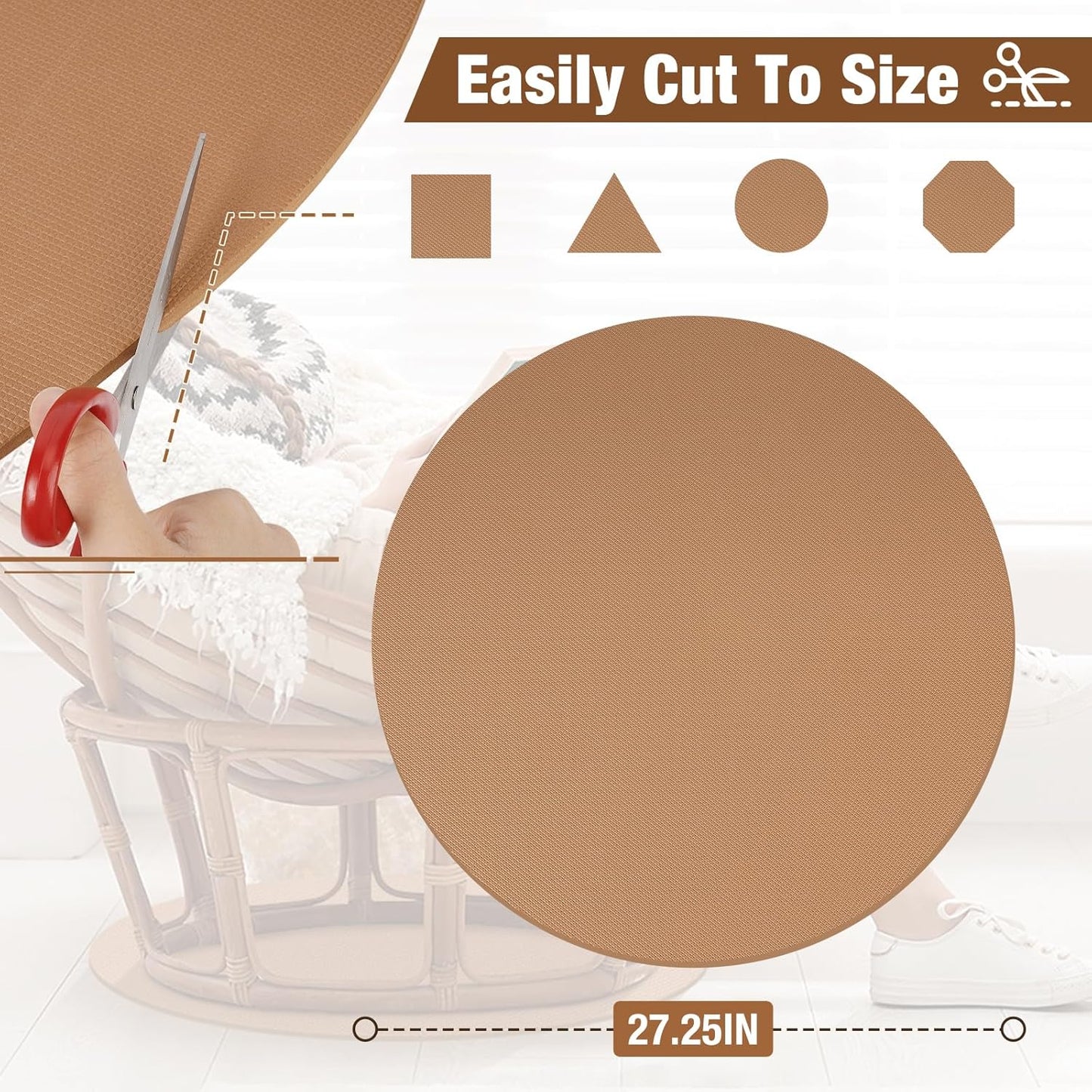 Skiennix Recliner Pads - Round Rubber Floor Mats Protect Hardwood & Tile from Scratches | Coffee Color