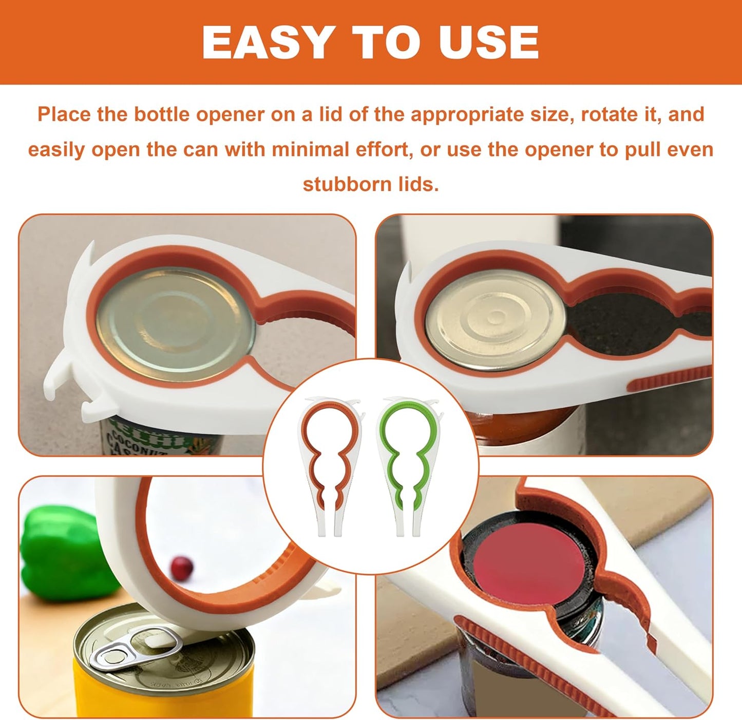 Skiennix 5-in-1 Jar & Can Opener - Easy Grip Tool for Seniors with Arthritis | Ideal for Weak Hands