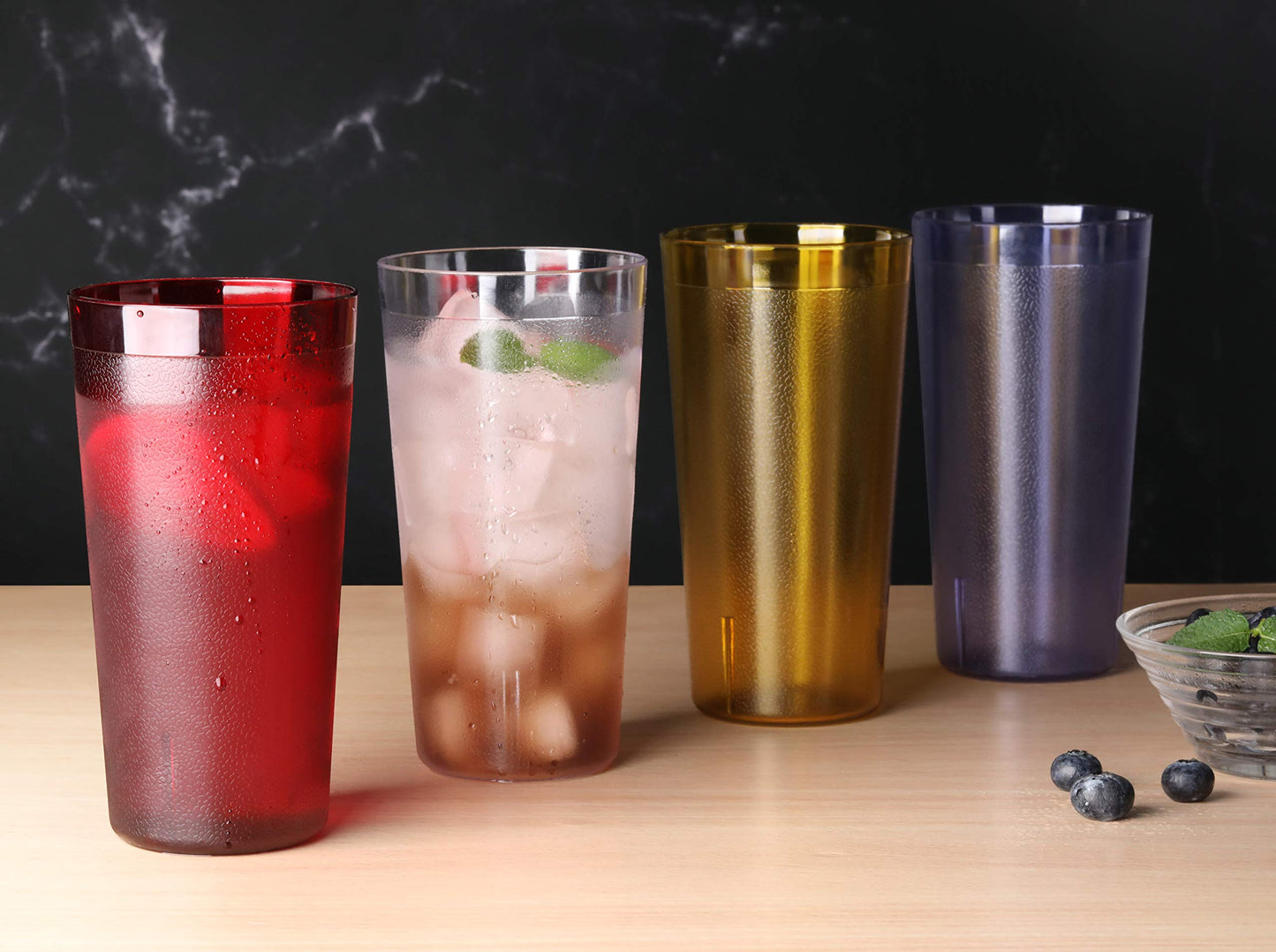 New Star Foodservice Restaurant-Grade Polycarbonate Beverage Tumblers, 20 oz, Red, Set of 12