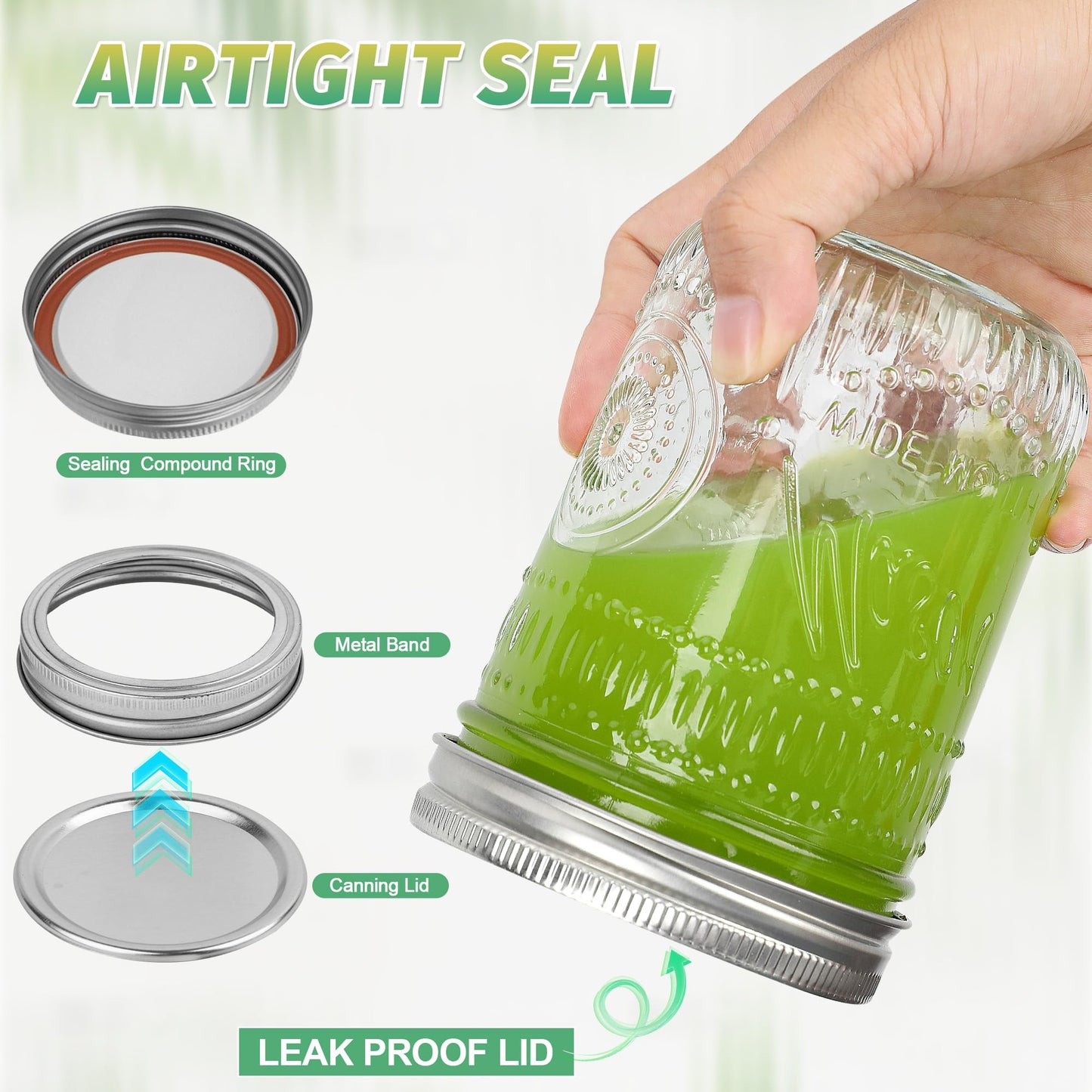 Mason Jars 16oz 12Pack - Canning Jars with Airtight & Leakproof Seal, Versatile Wide Mouth - Wide Mouth Mason Jars Perfect for Canning, Storing, Meal Prep - Ideal for Home Cooks & Crafters