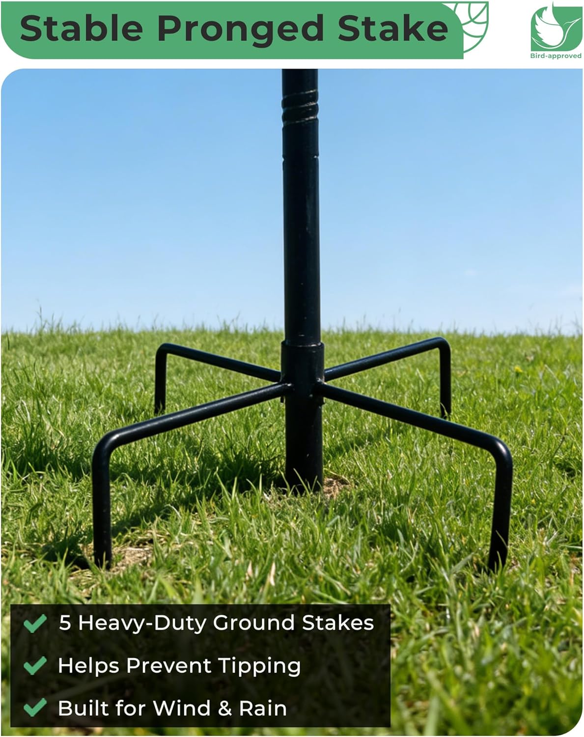 Small Metal Bird Bath - 10" Dia Bowl with Stake | Outdoor Garden Yard Decor, 0.4 Gallon