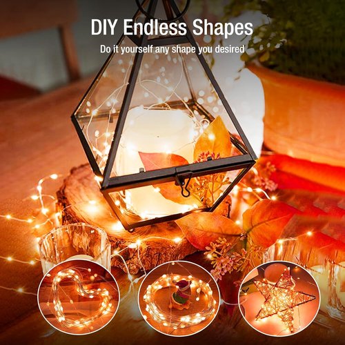 Fairy Lights 12 Pack - 7ft 20 LED Battery Operated Twinkle Lights | Waterproof Mini String Lights for DIY Party & Wedding Decor - Orange