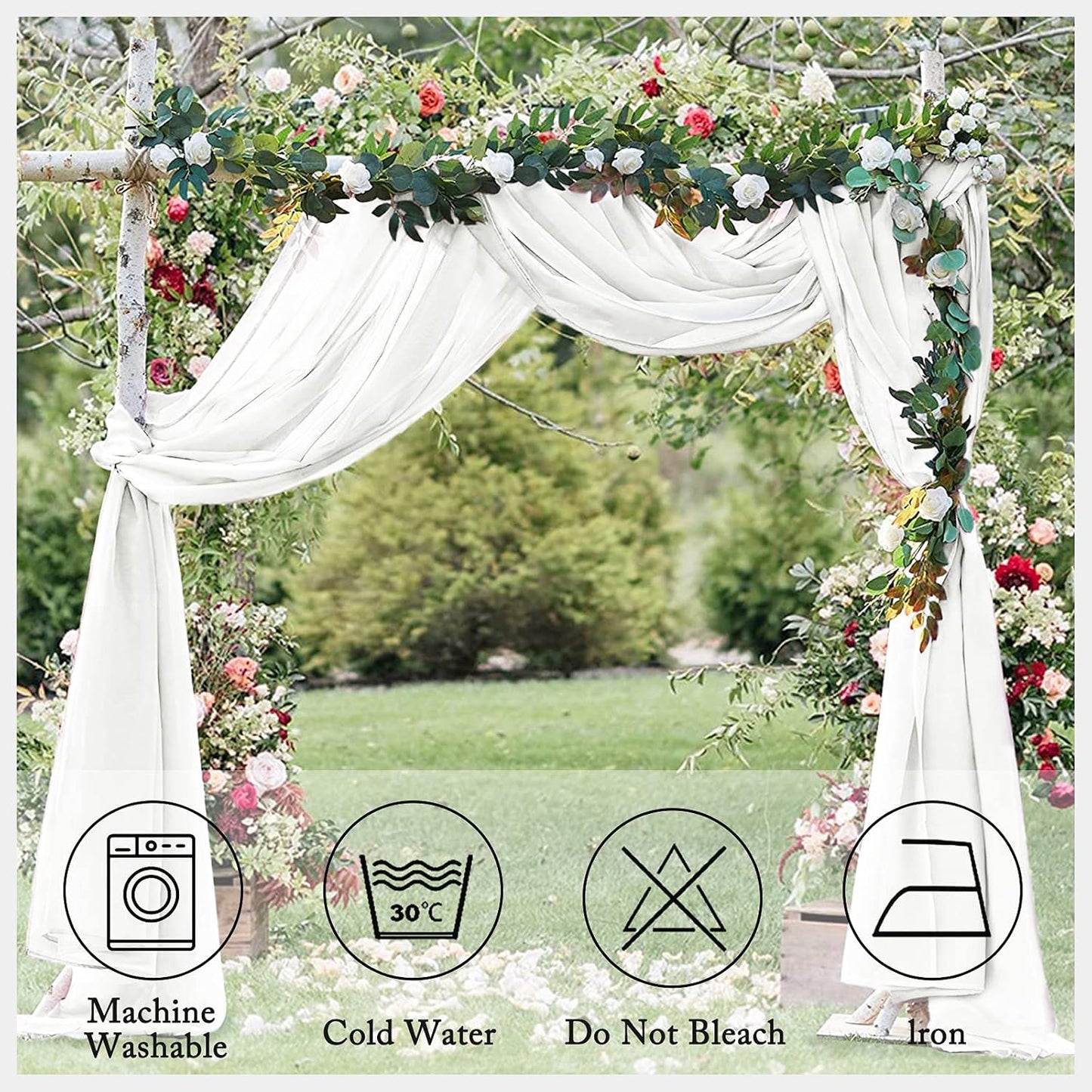 Elegant White Chiffon Curtain Panels - 2 Pack, 2.4ft x 9ft Tulle Window Drapes