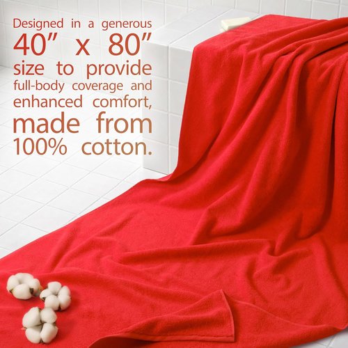 Cotton Paradise 100% Cotton Oversized Bath Sheet - Extra Large 40x80 Turkish Towel in Red