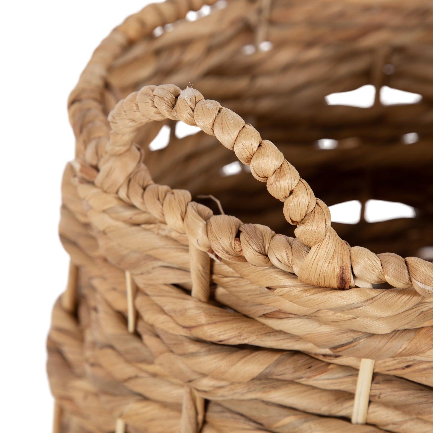 Kate and Laurel Livia Modern Woven Storage Basket, 13 x 13, Natural Water Hyacinth, Boho Wicker Basket for Use as Nursery Storage, Mini Laundry Basket, or Living Room Blanket Basket