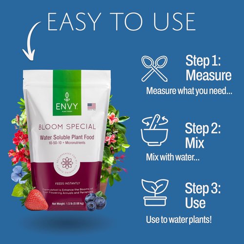 ENVI Bloom Special Plant Fertilizer - Water Soluble Formula for Flowering Plants, 1.5 lb | Pet Safe, Made in USA