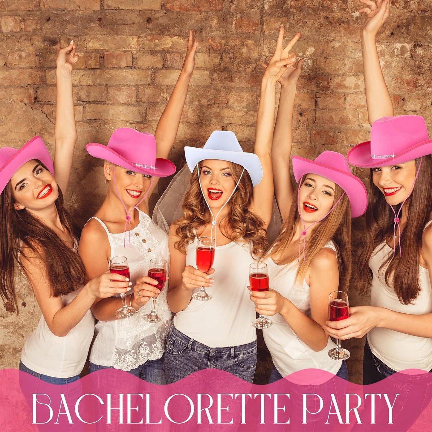 Unittype 12 Pcs Women Cowgirl Cowboy Hats Bachelorette Cowboy Hats for Bridal Shower Wedding Engagement Halloween Cosplay