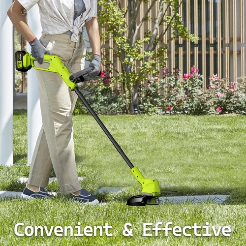 **Skiennix 21V Cordless String Trimmer - 12 Inch Electric Weed Eater with 2x3.0Ah Battery & Charger**
