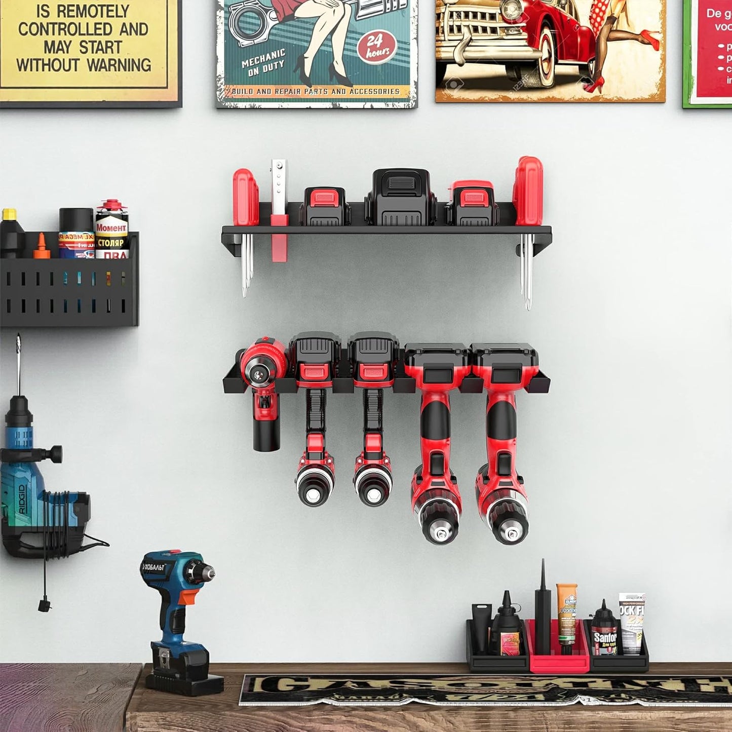 Ultrawall Power Tool Organizer - Heavy-Duty Wall Mount Drill Holder for Cordless Tools