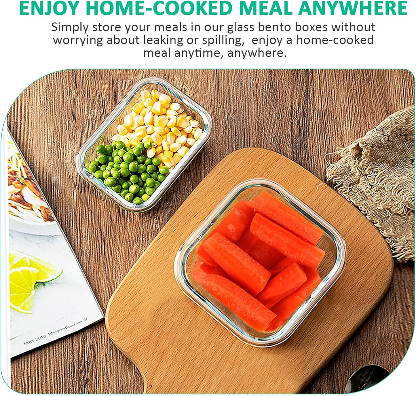 KOMUEE Glass Food Storage Containers Set - 24 Stackable Airtight Meal Prep Containers | Microwave & Oven Safe, Gray
