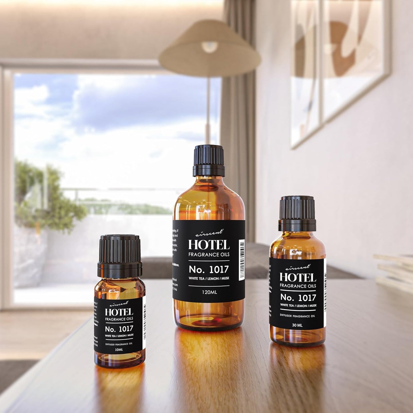 AirScent Hotel Diffuser Oil No. 1017 | White Tea Lemon Cedar Wood - Premium Fragrance for Ultrasonic Diffusers - 10 mL Glass Bottle