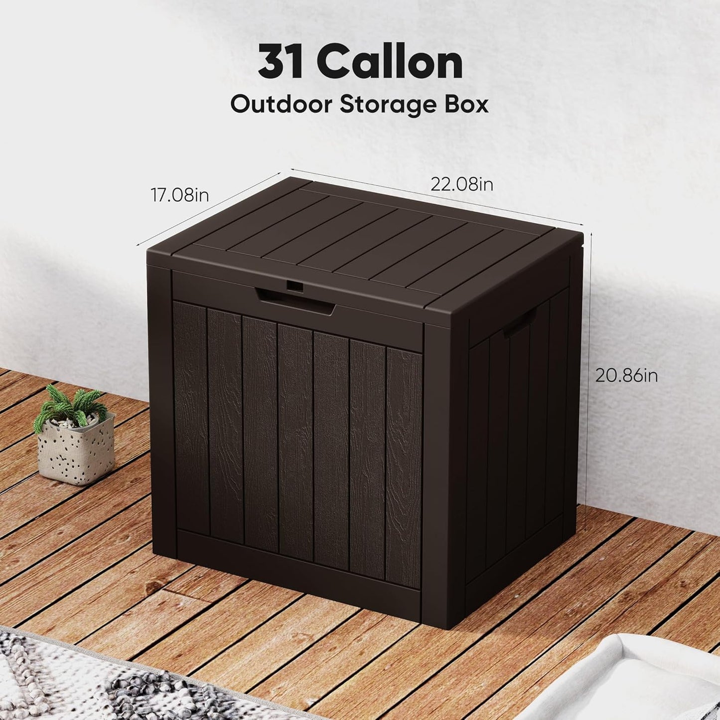 NEWBULIG 31 Gallon Deck Box - Weatherproof Resin Outdoor Storage for Secure Package Deliveries & Garden Use