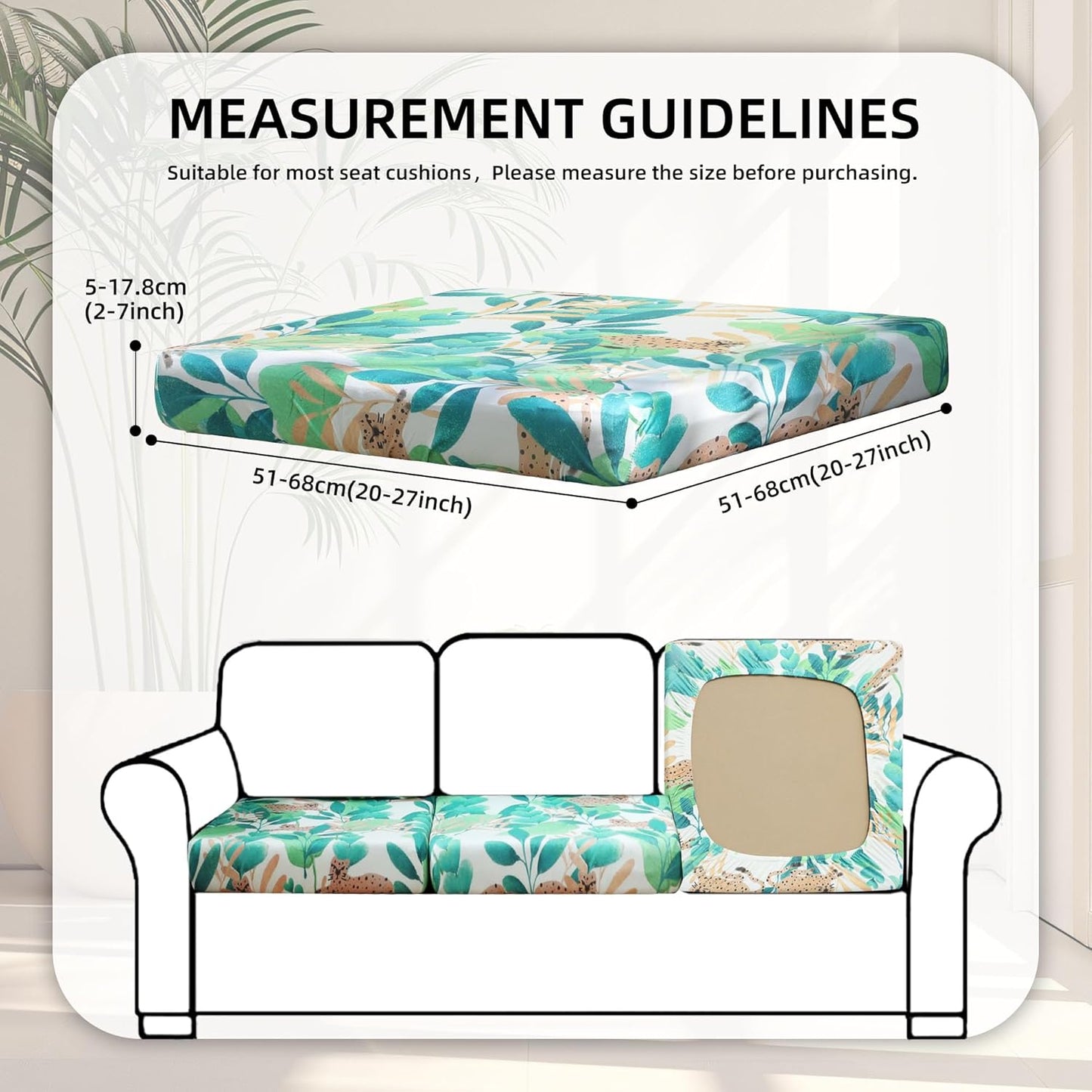 BIETYONE 8-Piece Stretch Patio Cushion Covers - Washable Outdoor Sofa Slipcovers in Leopard Print