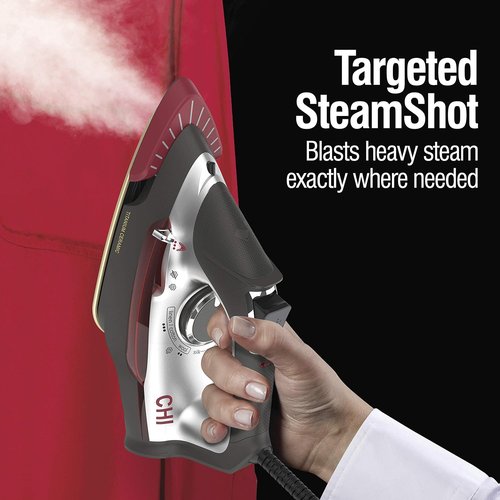 CHI 2-in-1 Steam Iron & Vertical Garment Steamer - Targeted SteamShot, 1200 Watts, Titanium Soleplate