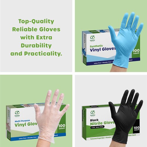 GUSTO Blue Nitrile Disposable Gloves [100 Count] 4 Mil Thick - Latex & Rubber Free - Non-Sterile, Powder-Free Gloves for Cleaning, Cooking, and Professional Use - Medium (Formerly Comfy Package)