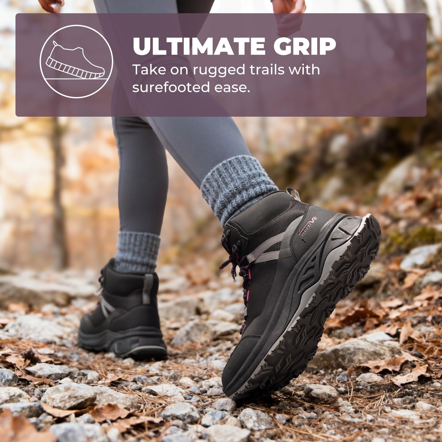NORTIV 8 Women's Hiking Boots Waterproof Lightweight Outdoor Trekking Comfortable Non-Slip Backpacking Camping Ankle Boot Hollow,Size 8,Black,NWUMHB2501