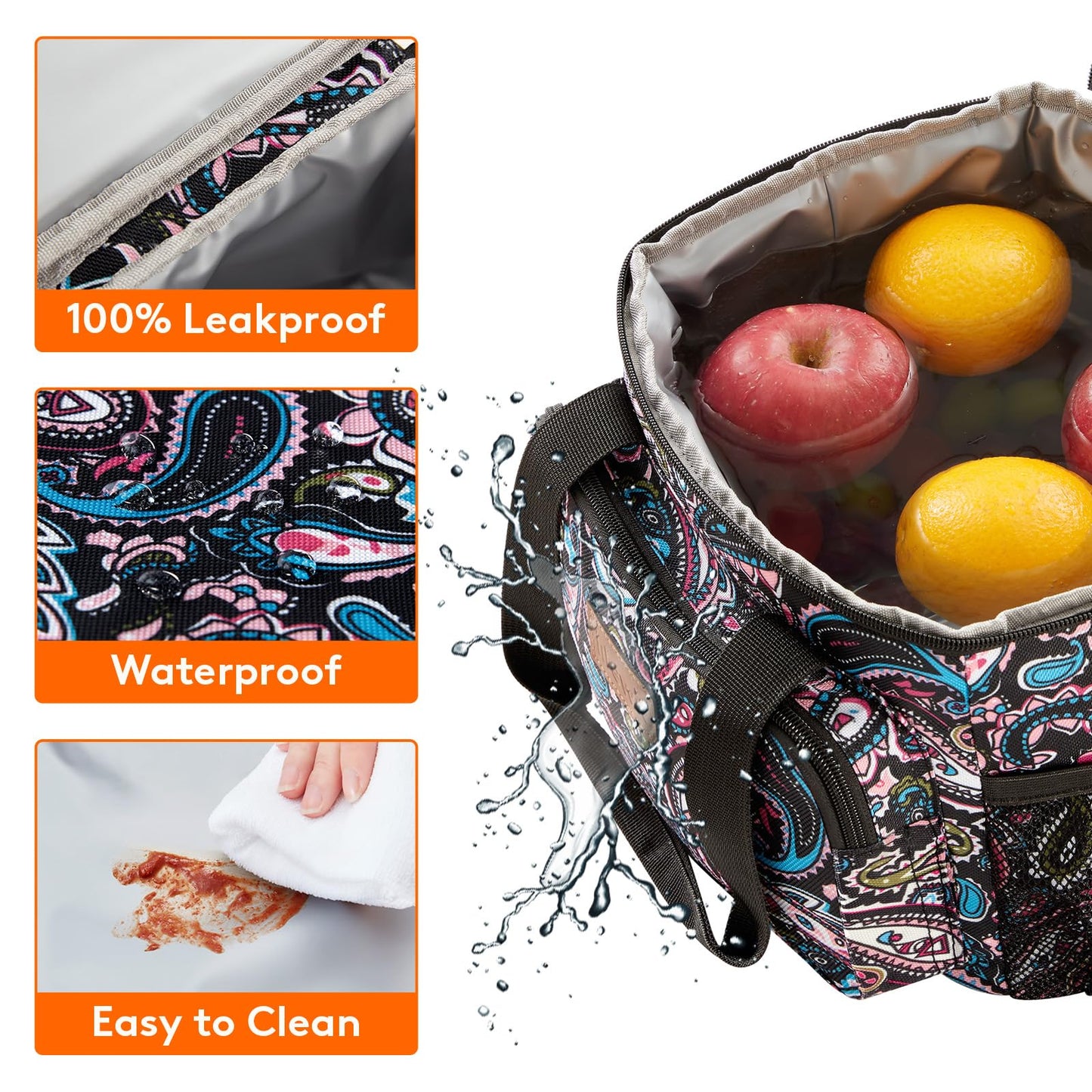 Lifewit Medium Lunch Bag, Insulated Lunch Box, Soft Cooler Cooling Tote for Adult Men Women, Paisley 12-Can (9L)
