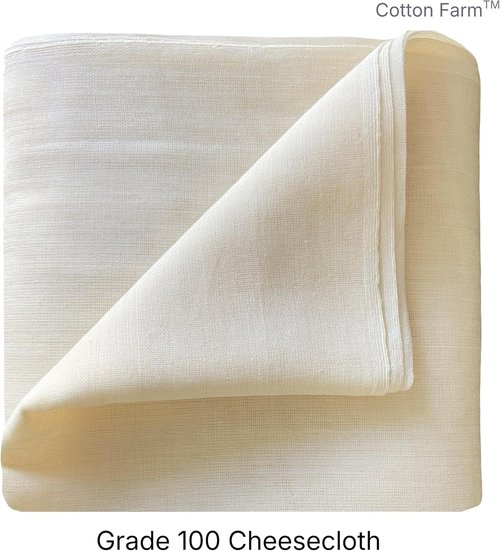 Cotton Farm Grade 100 XL Cheese Cloth - 100% Unbleached Cotton for Straining & Cooking | 36x36 Inch, Reusable