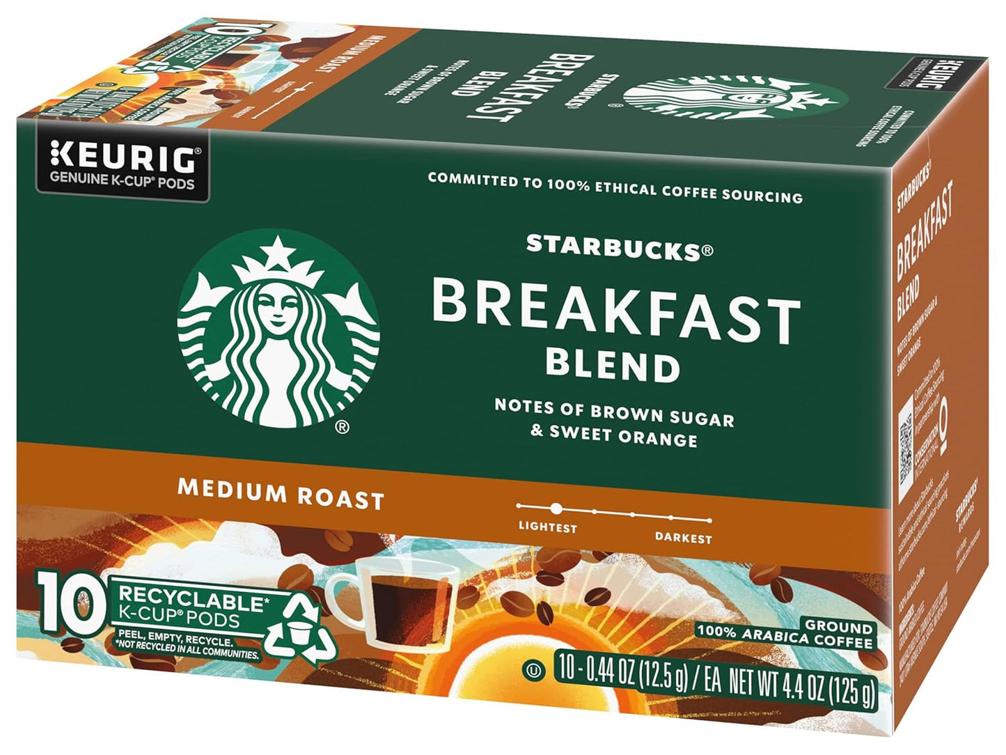 Starbucks K-Cup Pods - Breakfast Blend Medium Roast Coffee for Keurig | 30 Pods Total