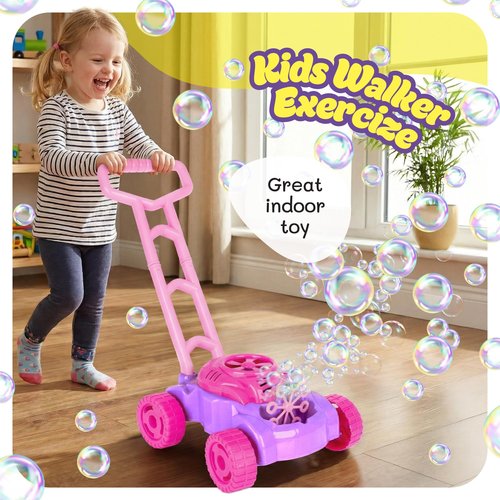 ArtCreativity Bubble Lawn Mower for Toddlers 1-3, Bubble Machine for 1-Year-Old Girl Gifts, Easter Basket Stuffers for Kids, Push Toys for Toddlers Age 1 2 3+ Birthday Easter Gift for Preschool Girls
