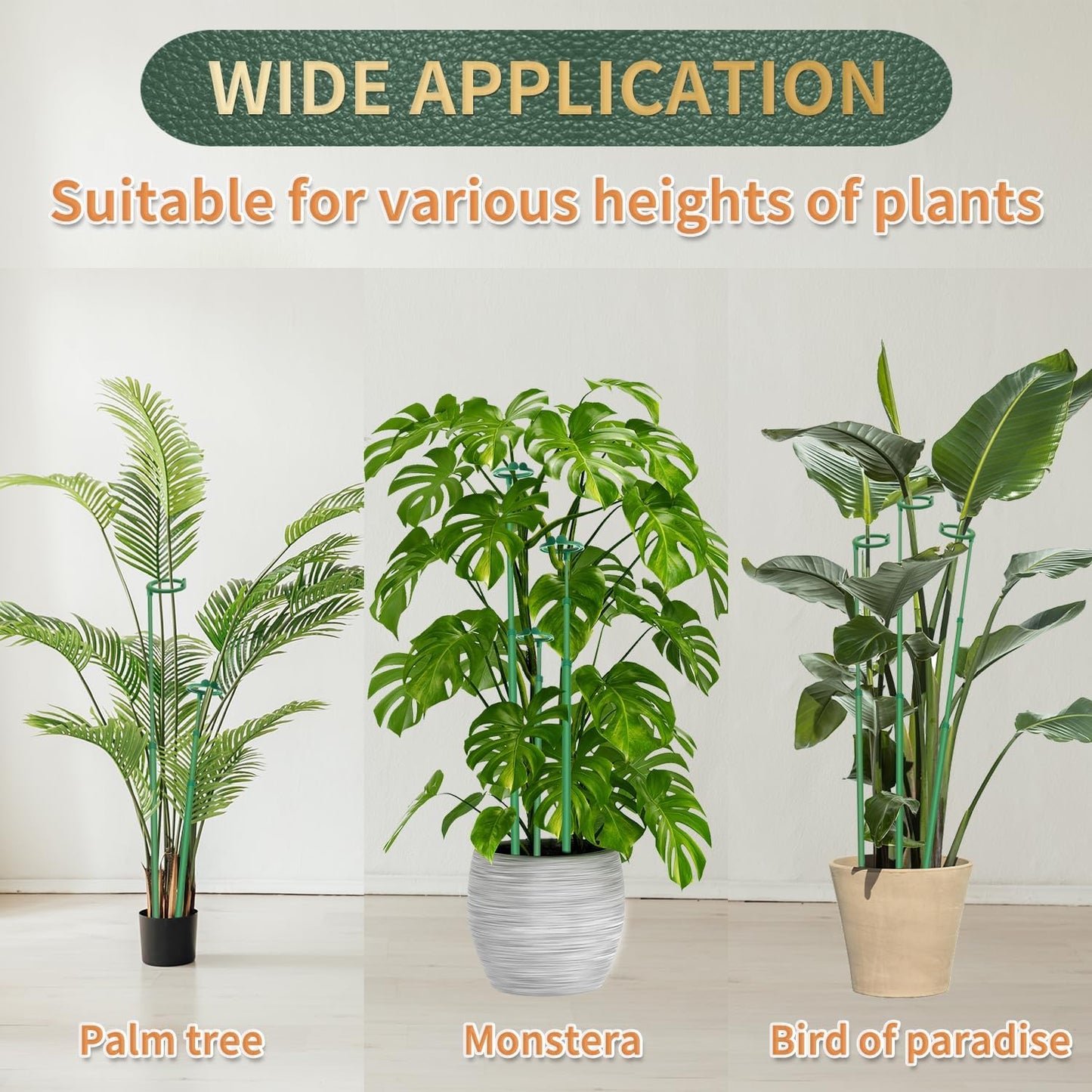 Telescoping Plant Stakes - Adjustable 17.9In to 42.3In Support for Monstera, Orchids & Vines