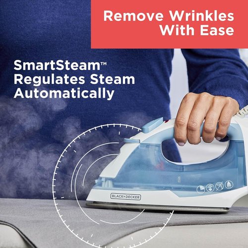 BLACK+DECKER Easy Steam Compact Iron - Lightweight, Nonstick Plate, Automatic Shutoff, 1200 Watts