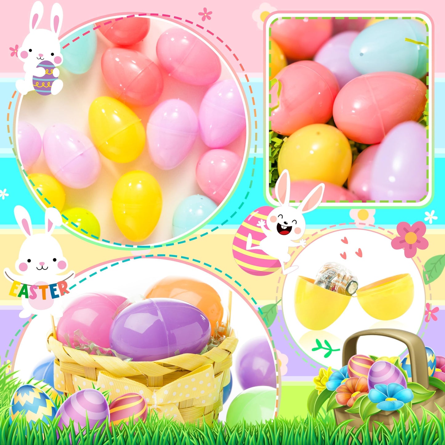 OCTERIC 512Pcs Easter Eggs, 2.3" Fillable Pastel Colors Plastic Easter Eggs Empty for Easter Hunt, Easter Basket Stuffers, Party Favor, Classroom Prize Supplies