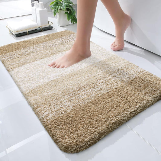OLANLY Bath Rugs Mat - Extra Soft Microfiber, Quick Dry & Machine Washable | 24x16, Tan Color