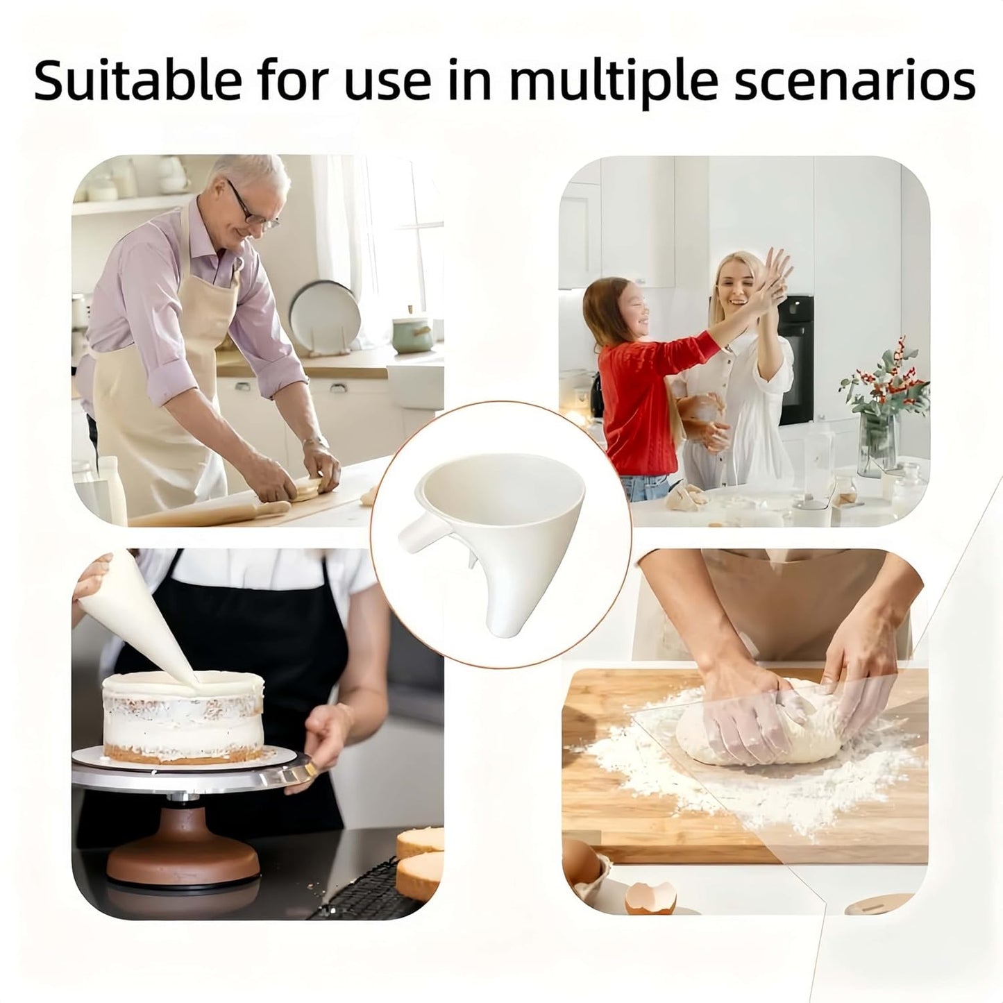KitchenAid Flour Funnel - Anti-Splash Attachment for 5 Qt Tilt-Head Mixer | Dishwasher Safe, No-Mess Baking Tool (Black)