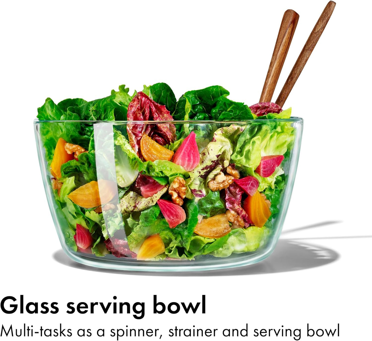 OXO Good Grips Glass Salad Spinner - Large 6.22-Qt Lettuce & Fruit Washer | BPA-Free Borosilicate Bowl