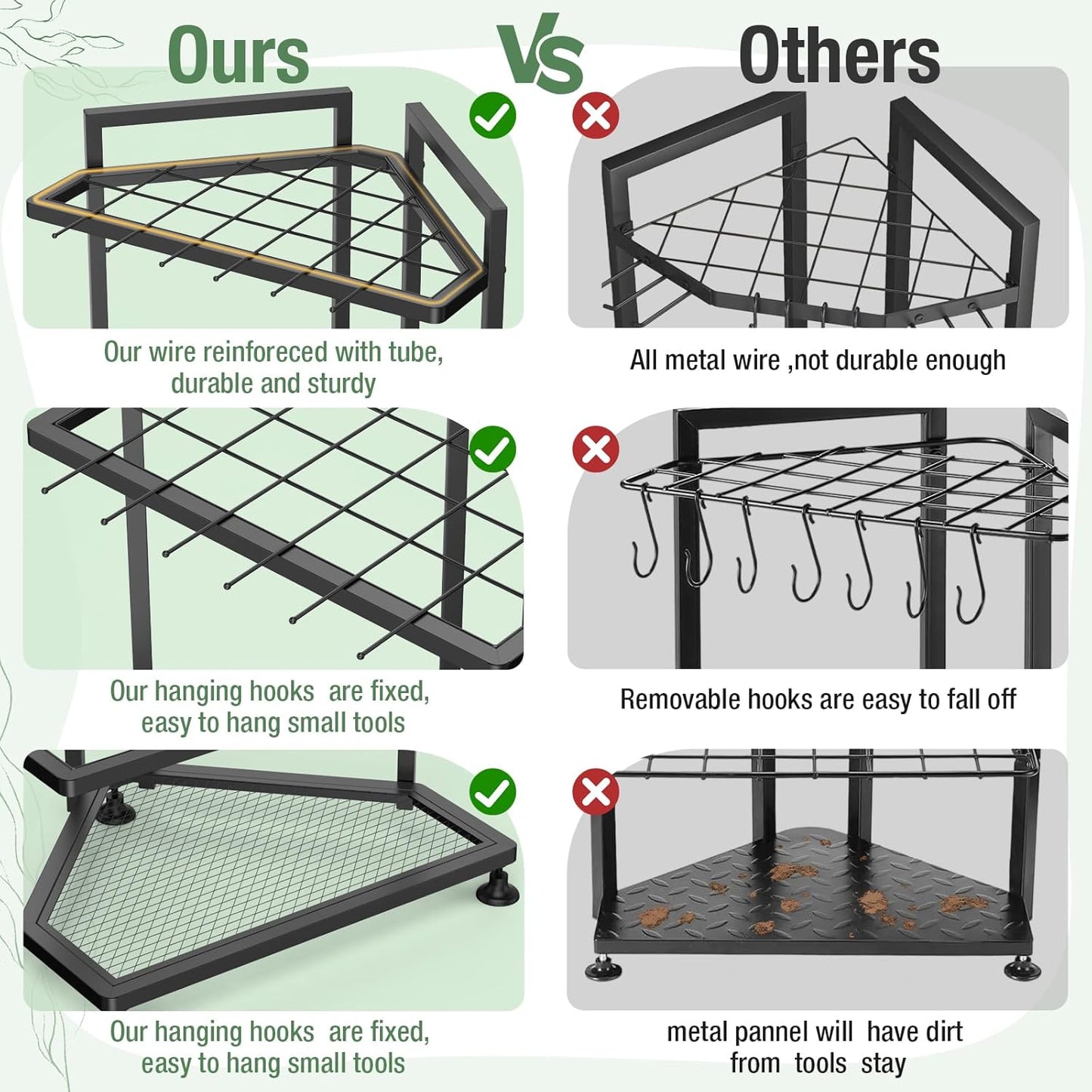 Metal Garden Tool Organizer by [Brand Name] - Heavy Duty Storage Rack for Long-Handled Tools | Corner Design