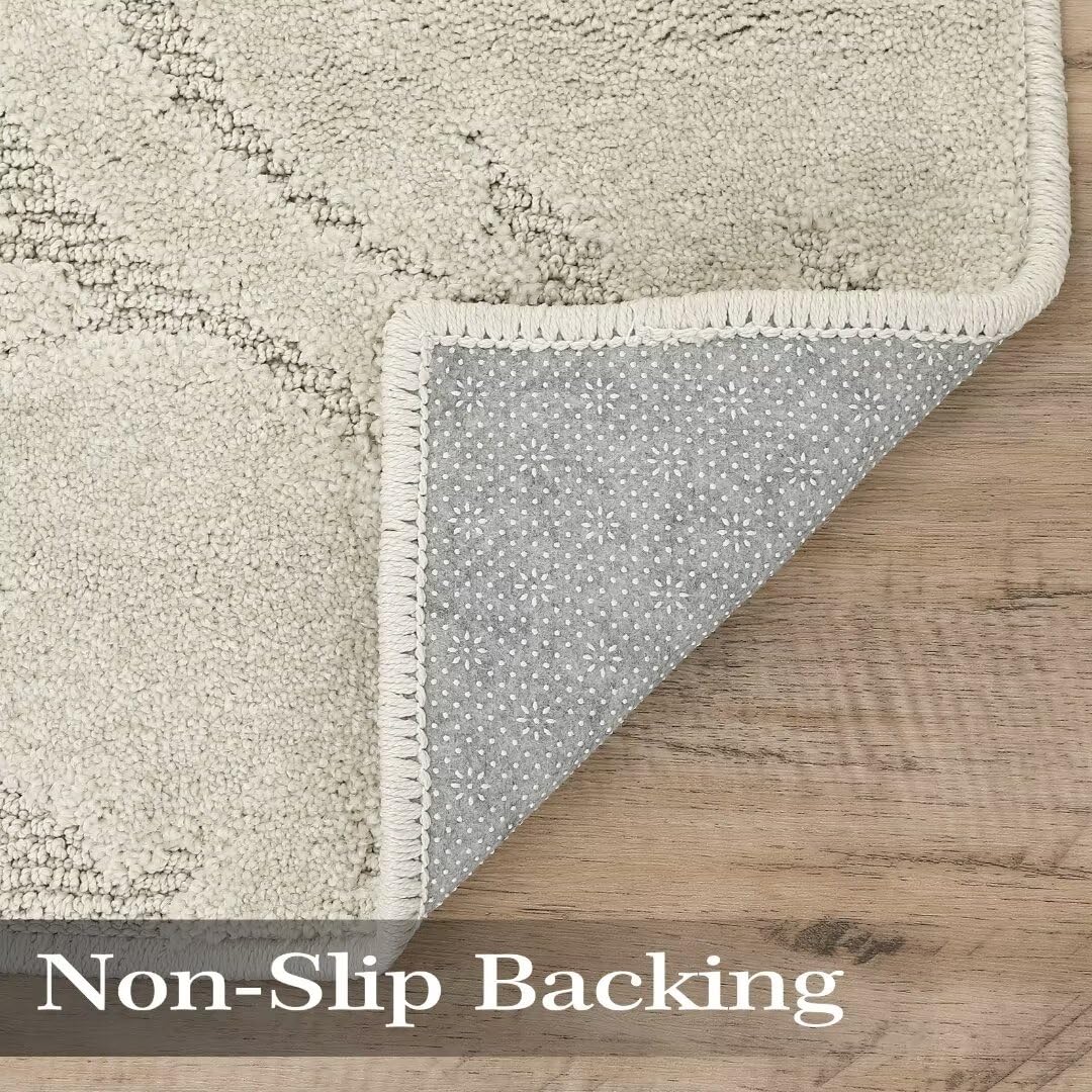 GlowSol Area Rug 4x6 Non-Shedding Modern Abstract Boho Tribal Throw - Thick Fluffy Moroccan for Bedroom, Living Room, Nursery, Beige