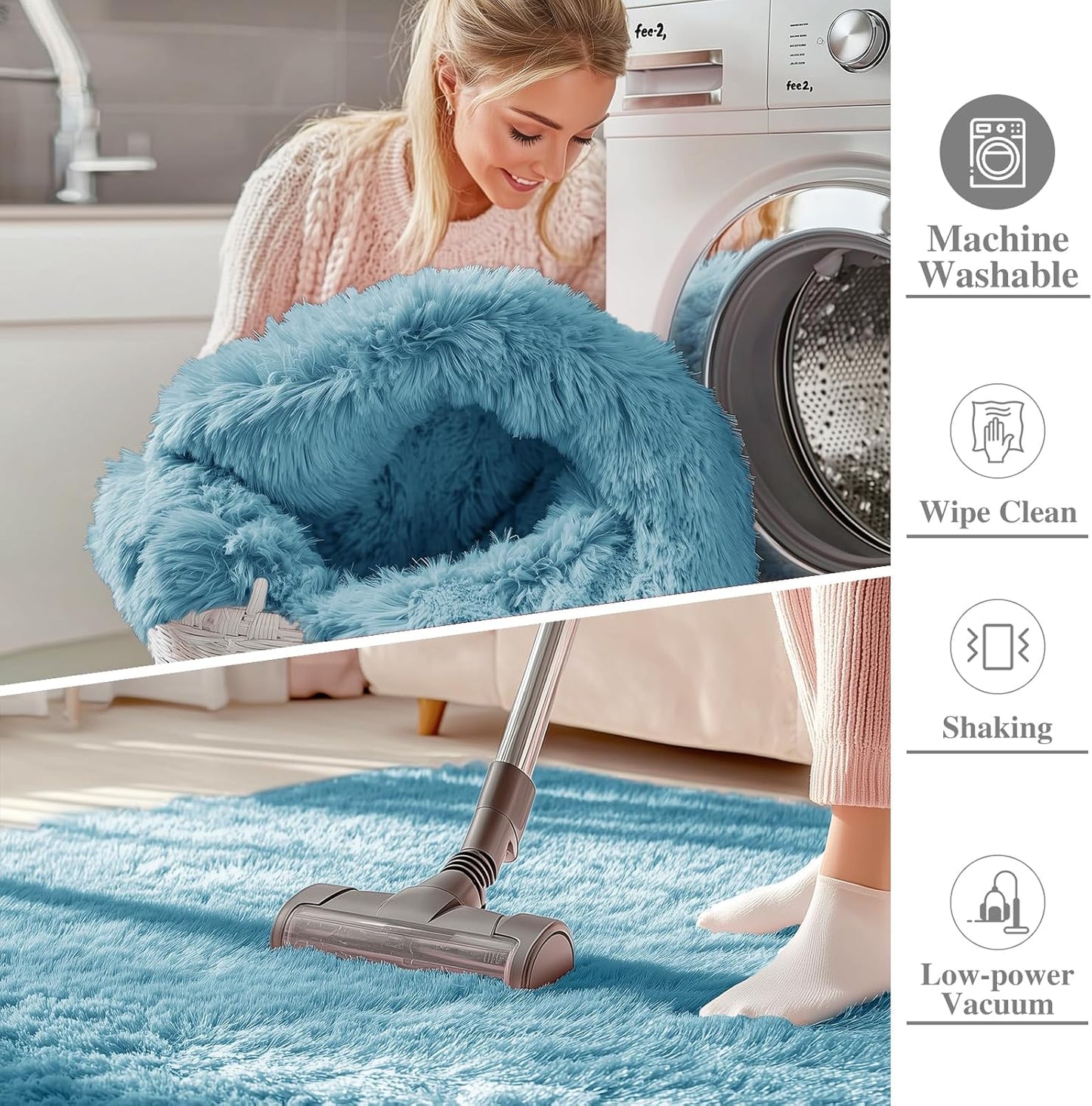 OLANLY Large Area Rug - Soft Fluffy Shaggy Design for Living Room & Bedroom | 5x8 Slate Blue Carpet