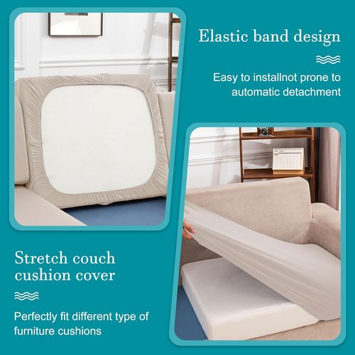 BIETYONE 12-Piece Stretch Patio Cushion Covers - Washable Outdoor Sofa Slipcovers in Beige