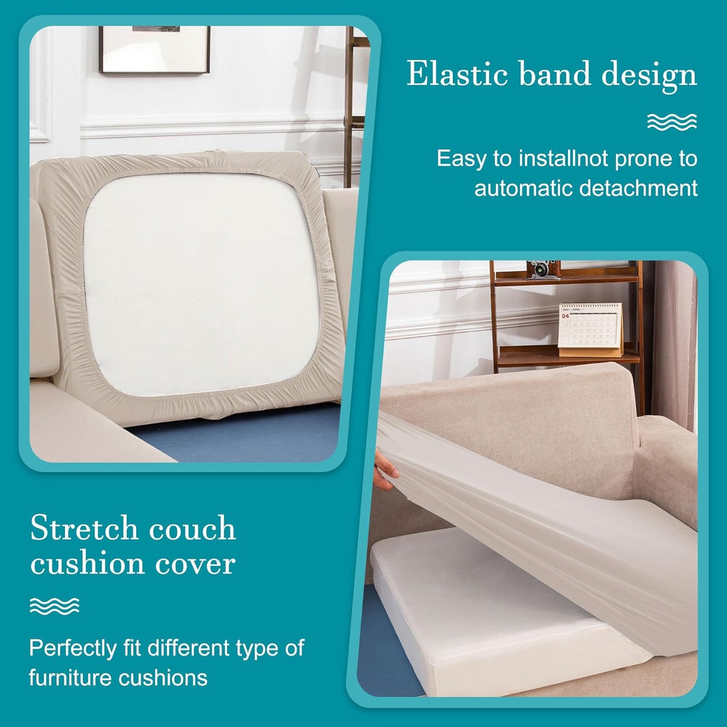 Skiennix 14-Piece Stretch Patio Cushion Covers - Washable Outdoor Sofa Slipcovers in Beige