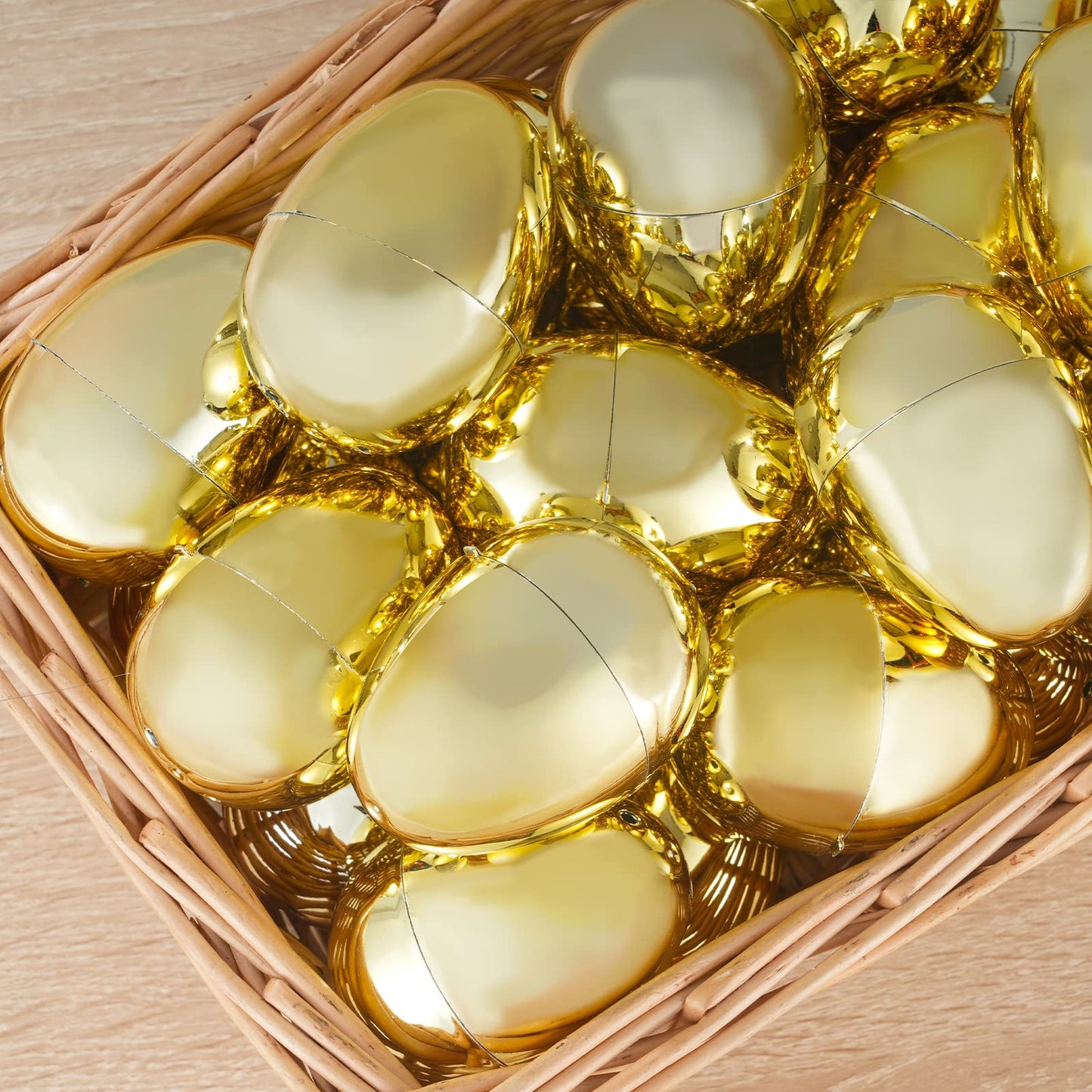 Kiddokids 12PCS Gold Easter Eggs, Metallic Plastic Empty Golden Eggs Fillable for Easter Eggs Hunt, Classroom Prize Supplies, Toys Filling Treats and Party Favors, Basket Stuffers Fillers
