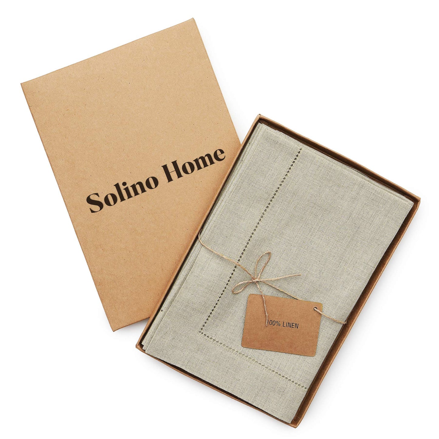 Solino Home Natural Linen Napkins Set of 4-100% Pure Linen Hemstitch Dinner Napkins 20 x 20 Inch for Spring, Summer, Mothers Day - Classic Hemstitch