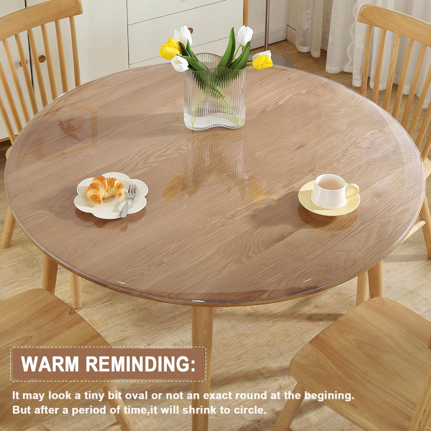 LovePads Round Clear Table Cover Protector 42 Inch, 2mm Thick Table Protector for Dining Room, Waterproof Plastic Cover PVC Vinyl Tablecloth, Circle Tabletop Protective Pad for Furnture Surface