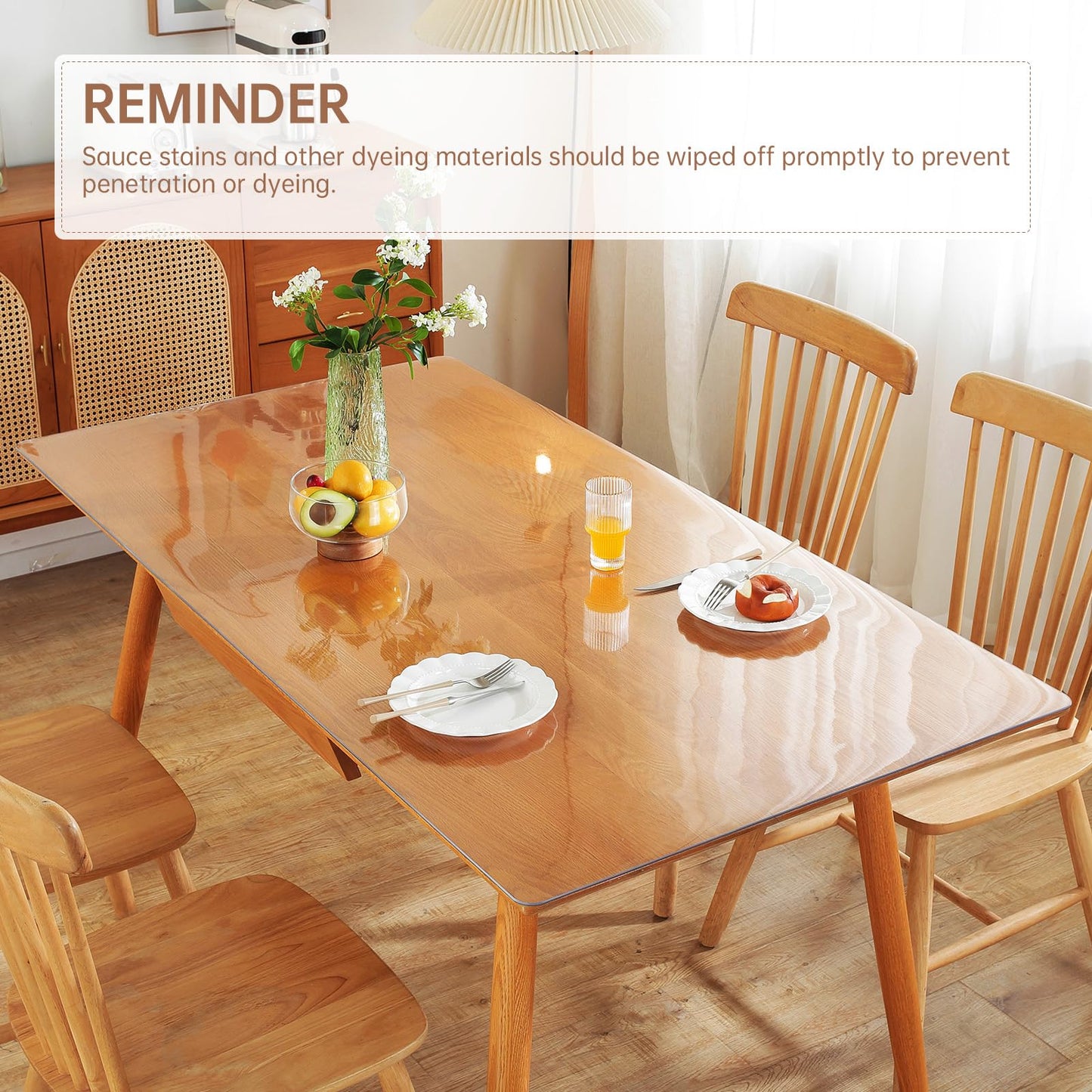 Warmstar Clear Table Cover Protector 36 x 60 Inch, 2mm Thick Plastic Table Cover Rectangle,PVC Clear Table Protector,Desk Protector Mat for Kitchen, Dresser, Writing Desk，Dining Room Table