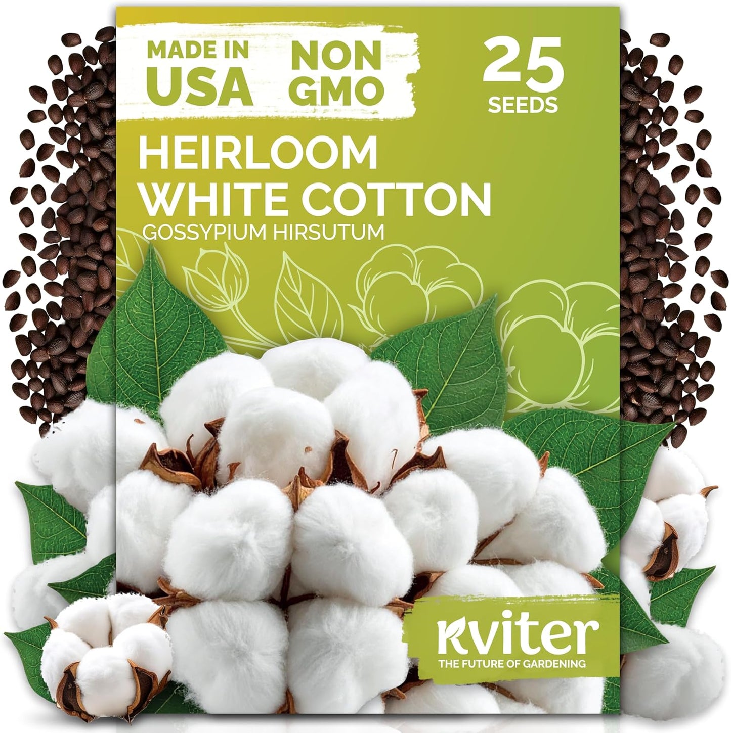 KVITER 25 Cotton Seeds - Non-GMO Heirloom Gossypium Hirsutum for Growing | Ideal for Gardeners & Fiber Use