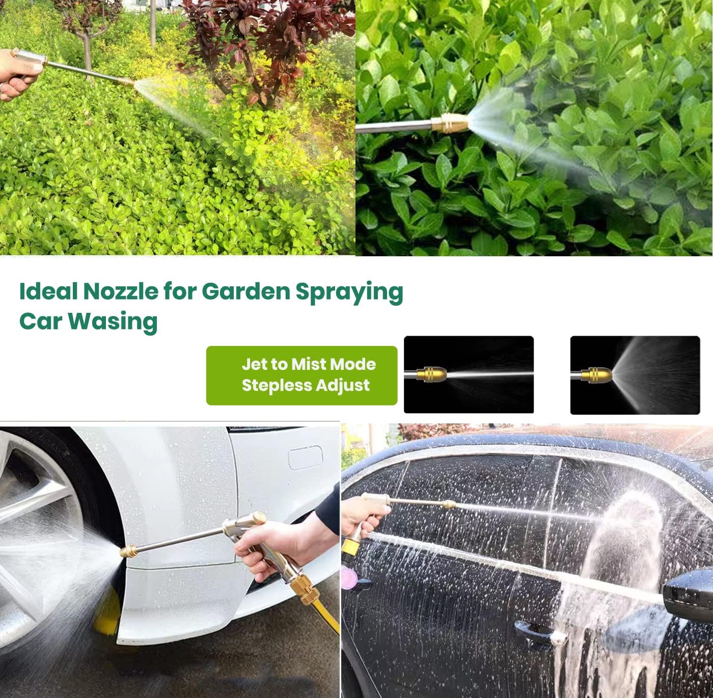 Skiennix High Pressure Garden Hose Nozzle - Versatile Sprayer for Lawn, Car Washing & Pet Showering